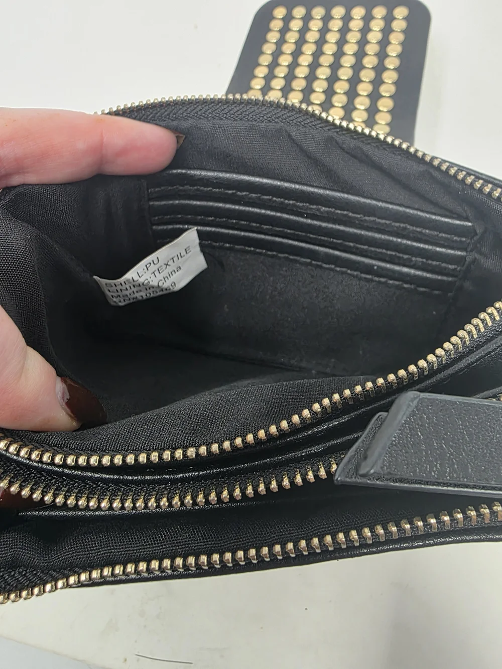 Olivia Miller Black Studded Wallet Clutch Double Zip Compartment Organizer